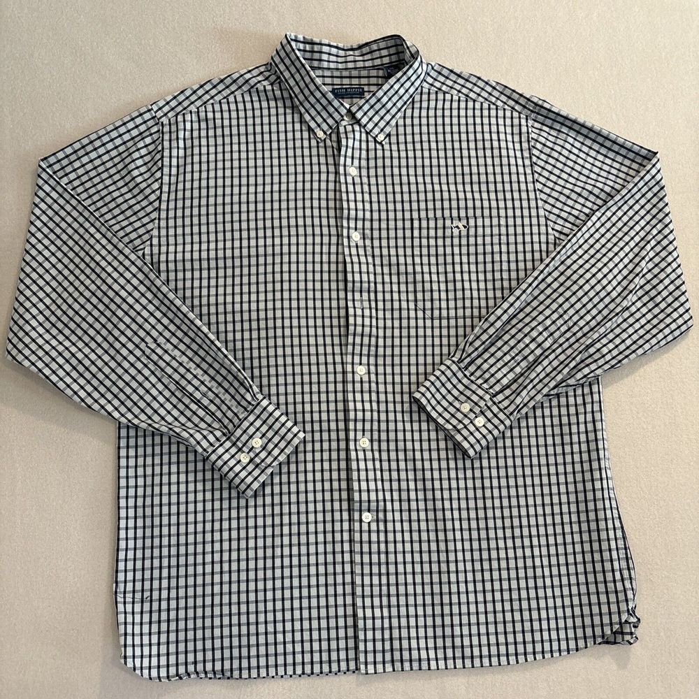 Fish Hippie XXL GRAY/BLACK Solace Collect Button Down Shirt Mens Plaid EXCELLENT